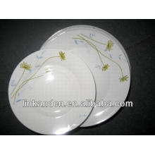 Haonai 12pcs dubai placa de jantar de porcelana branca conjunto